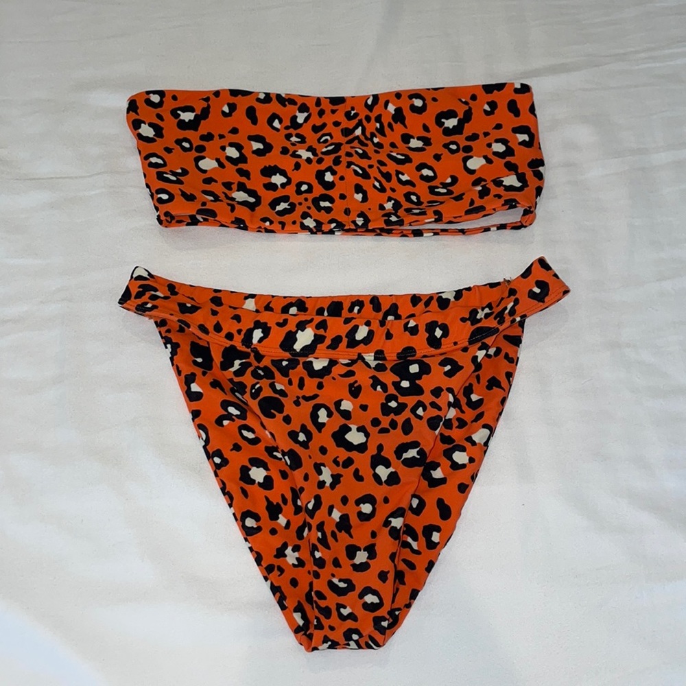 Orange leopard bathing suit